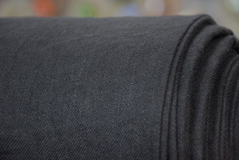 39x57 The last piece 1,00mx 1.45m Pure 100/% linen fabric Digna Black Twill 210gsm Twill weave Softened-washed rich solid black color