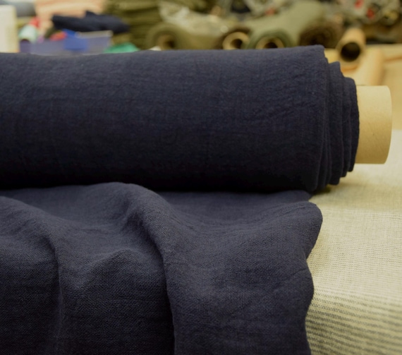 100% linen fabric Julia Eclipse 210gsm (6.20 oz/yd2). Pantone 19-3810 rich dark shade of blue-magenta, indigo. OUT OF STOCK.