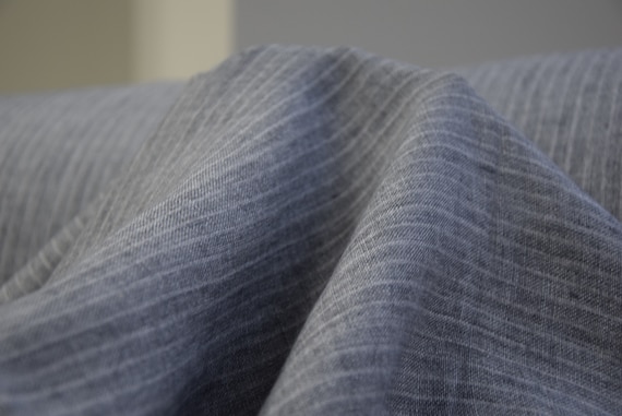 IN STOCK. 100% linen fabric Margarita Classic Gray Striped 190gsm (5.60 oz/yd2). Melange with insignificant pinstripes. Washed-softened.