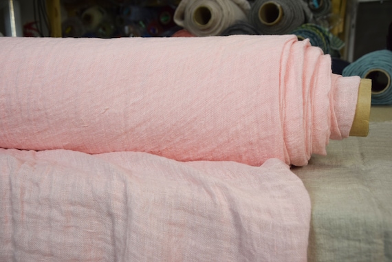 Linen fabric Pura Spring Pink. Thin semi-sheer gauze. 100% linen 110gsm. Loosely woven. Temporarily OUT OF STOCK.