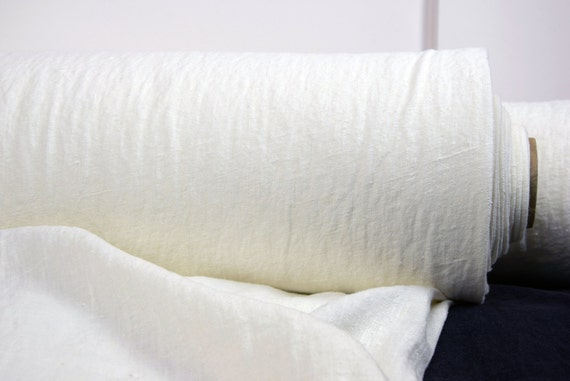  Pure 100% White Thick Linen Fabric 280gsm Sold by Fabric