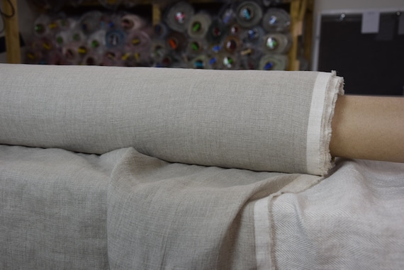 Linen Fabric "Aura Natural" Lightweight 125gsm. Thin Pure 100% Linen, Undyed, Unbleached Flax. Pre-washed, Densely Tightly Woven. IN STOCK.