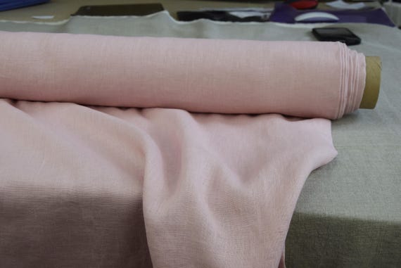 Pure Linen Fabric Gloria Dusty Blush Pink. Medium weight 200gsm/6oz. Relaxed Washed Linen with Naturally Textured Finish. By the Yard/Meter.