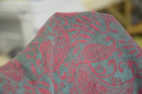 Luxurious Linen Fabric "Nora Burgundy/Green Paisley", Soft Washed 100% Linen, 260gsm (7.7oz), Elegant Drapey Texture, Pre-Shrunk, IN STOCK!