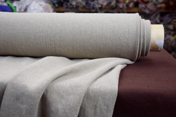Linen fabric "Ramona Natural" 400gsm (11.8oz/yd2). Eco-friendly heavy thick material. Upholstery. Gray-brown. Undyed flax. IN STOCK.