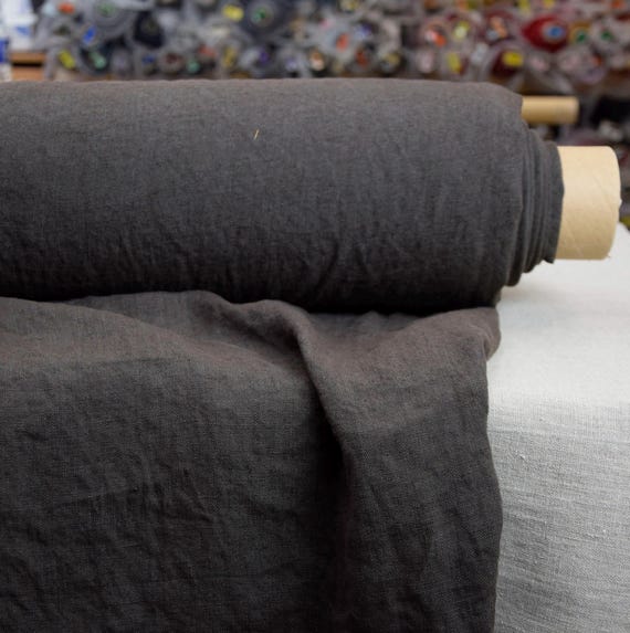 Linen Fabric - "Gloria Dark Taupe", 100% Pure, 200gsm (5.9oz), Temporarily Out of Stock, Premium Quality!