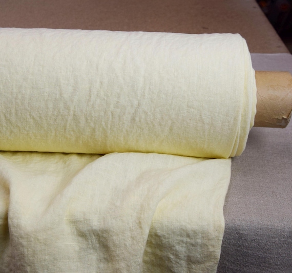 Premium Linen Fabric - "Gloria Papyrus", 100% Pure 200gsm (6oz), Yellowish, Pantone 11-0107, Soft, High-Quality, Natural, Elegant, IN STOCK!