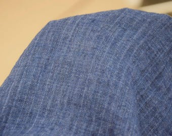 Pure 100% Linen Fabric "Margarita Blue Melange with Stripe" 200gsm(5.9oz/yd2). Stonewashed, Very Soft, Premium, Unique Navy Linen. IN STOCK!