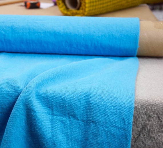 Eco-Friendly Heavyweight Linen "Ramona Vivid Azure", Electric Blue, Upholstery Fabric, 460gsm/13.6oz, Pantone 15-4722 Capri, IN STOCK!