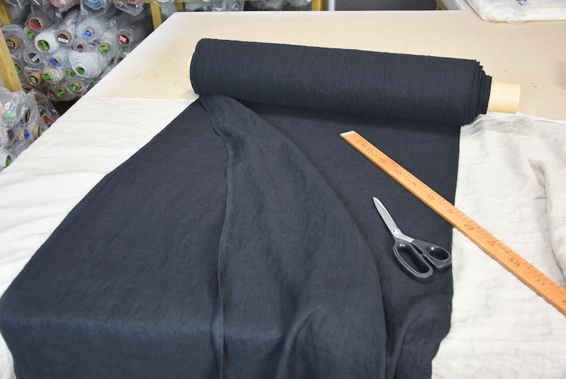 39x57 The last piece 1,00mx 1.45m Pure 100/% linen fabric Digna Black Twill 210gsm Twill weave Softened-washed rich solid black color