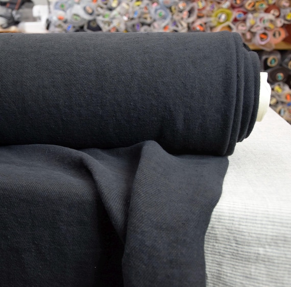 Luxurious Linen Fabric "Allegra Black Twill" 380gsm (11.2oz), Thick but Very Soft,  Pre-Shrunk & Eco-Friendly, Drapy, Heavyweight, IN STOCK!