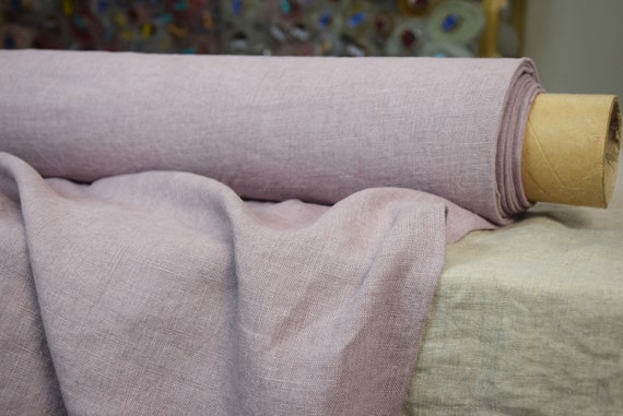Pure 100% Linen Fabric "Gloria Misty Purple". Medium Weight 200gsm. Dressmaking, Clothing Fabric. Stonewashed, Faded/Worn Look, IN Stock!