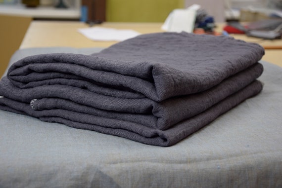 REMNANTS SALE!! 100% linen fabric Julia Boulevard 210gsm(6.2oz/yd2). Pantone 18-3906 medium-dark gray, subtle violet-lilac-purple undertone.