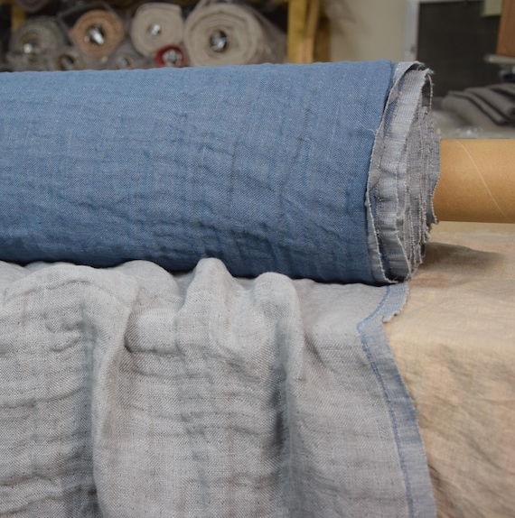 Premium Double-Faced Linen - "Vita Blueberry", Fluffy & Pre-Shrunk, 230gsm (6.8oz), Soft Washed Blue Linen, Gorgeous Feel, IN STOCK!