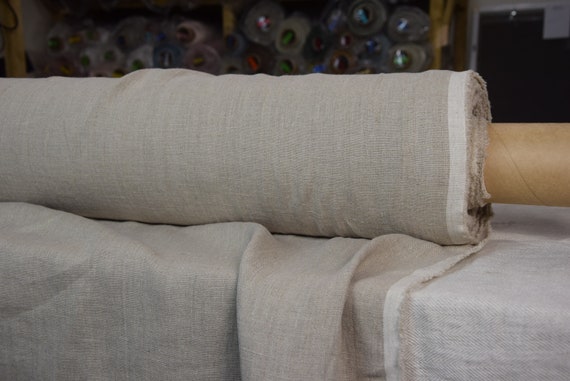 Linen Fabric "Nata Natural", Quite Heavyweight 250gsm (7.4oz/yd2). Pure 100% Undyed Unbleached Raw Flax, Taupe Linen, Preshrunk. IN STOCK!