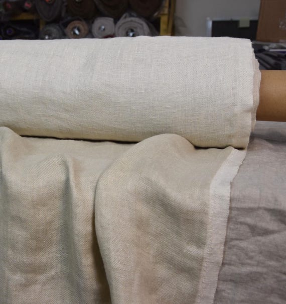 Fluffy Double-Faced Linen Fabric - "Vita Beige: 230gsm (6.8oz), Washed, Softened & Preshrunk, Premium Quality, Temporarily OUT OF STOCK.