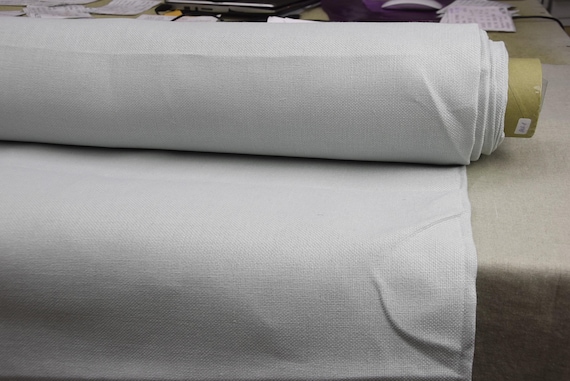 Pure 100% linen fabric Prana Sea Mist Gray. Heavyweight 380gsm/11.20oz. Eco-friendly Canvas for Upholstery, Home Decor Projets. By the Yard.