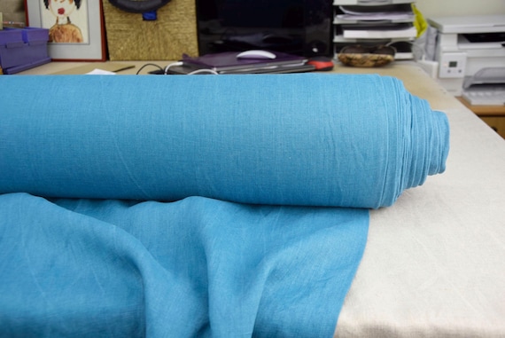 Linen Fabric "Gloria Aged Turquoise", 200gsm/6oz, Beautiful Stonewashed Aged Wash-Out Texture, Medium Weight, Premium Quality, IN STOCK!