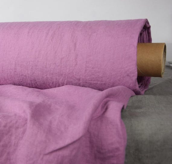 Fabric Linen - "Gloria Orchid Pink", Softened & Washed, 200gsm (5.9oz), 145cm (57") Wide, Premium Quality, Vibrant Violet-Pink, IN STOCK!