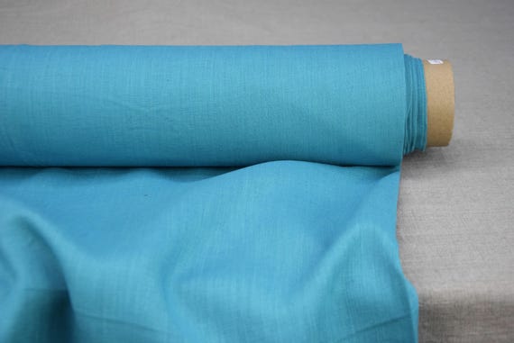 100% Linen Fabric Aura Aqua Lagoon. Lightweight 135gsm/4oz-ya2. Densely Tightly Woven, Prewashed, Softened. By the yard.