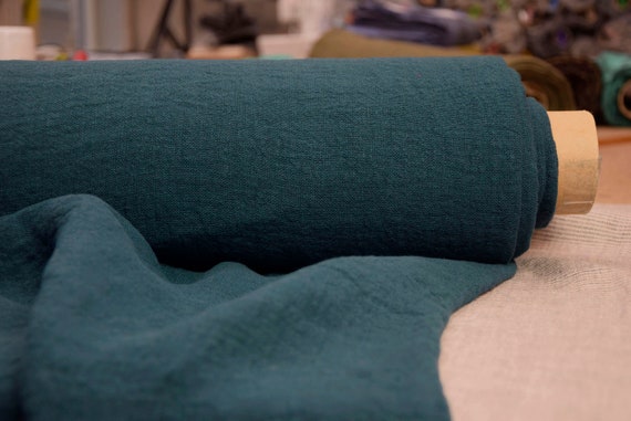 Linen fabric "Julia Deep Teal" 210gsm (6.2oz/yd2). Pantone 19-4914 TPG -  rich, saturated blue-green, not too dark. Out OF STOCK.