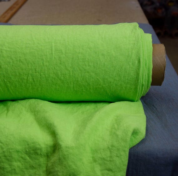 Linen Fabric - Gloria Lime Punch, 100% Pure, 200gsm (5.9oz), Bright Yellow-Green, bright fabric, vibrant fabric, Pantone 13-0550, IN STOCK!