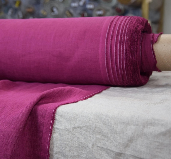 Linen Fabric - "Gloria Deep Purple Wine", 100% Pure, 200gsm (5.9oz), Washed & Softened, Rich Saturated Color, High Quality, IN STOCK!
