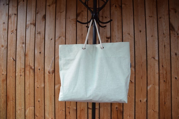 IN STOCK. Pure 100% linen shopping bag Milky Green Water-Pro. Water&mud repellent, waterproof. Water-resistant, impregnated. Tote bag.