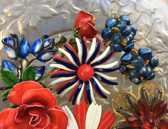 Red White and Blue 8 piece jewelry lot - image 2