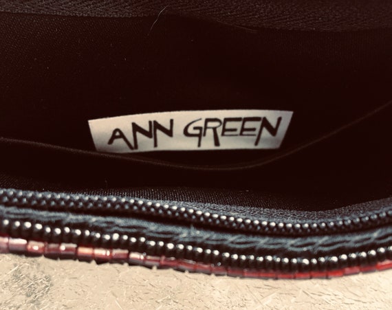 Art Deco style black beaded purse signed Ann Green - image 4