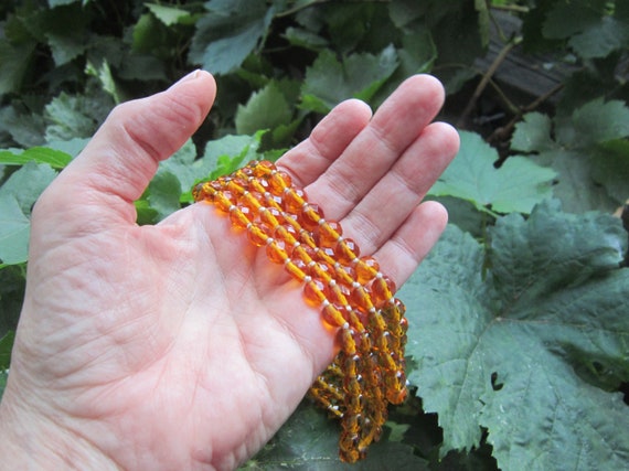 Antique Art Deco citrine crystal faceted round be… - image 3