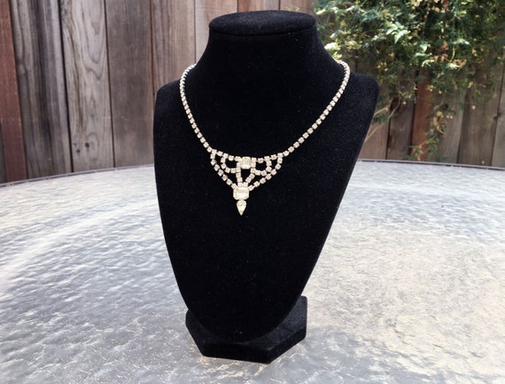 Vintage clear crystal rhinestone necklace - image 2