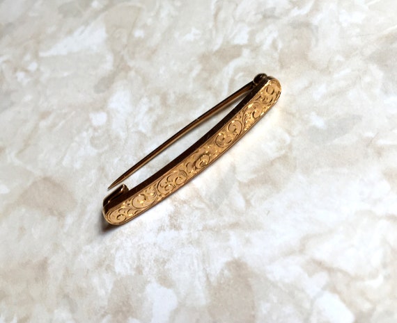 Antique petite 14k monogrammed brooch - image 3