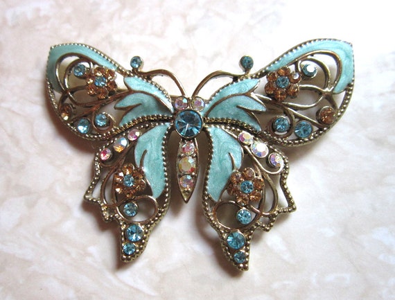 Vintage Butterfly Brooch, Art Nouveau Style Butter