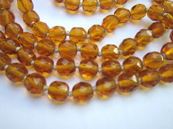 Antique Art Deco citrine crystal faceted round be… - image 4