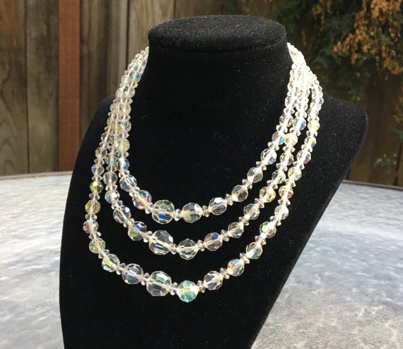 Fabulous triple strand AB crystal necklace and br… - image 7