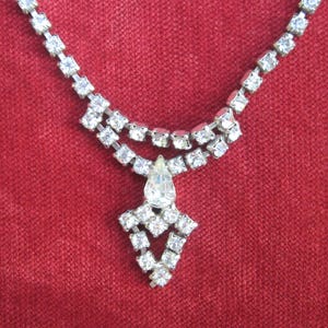 Crystal Clear Rhinestones Vintage Art Deco Necklace