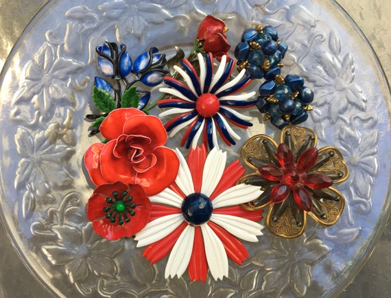 Red White and Blue 8 piece jewelry lot - image 1