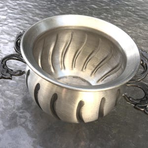 Vintage Pewter Bowl with Handles Signed Tinn from Norway