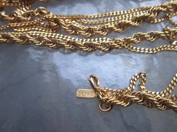 Vintage Long Multi Strand Gold Chain Necklace Sig… - image 4