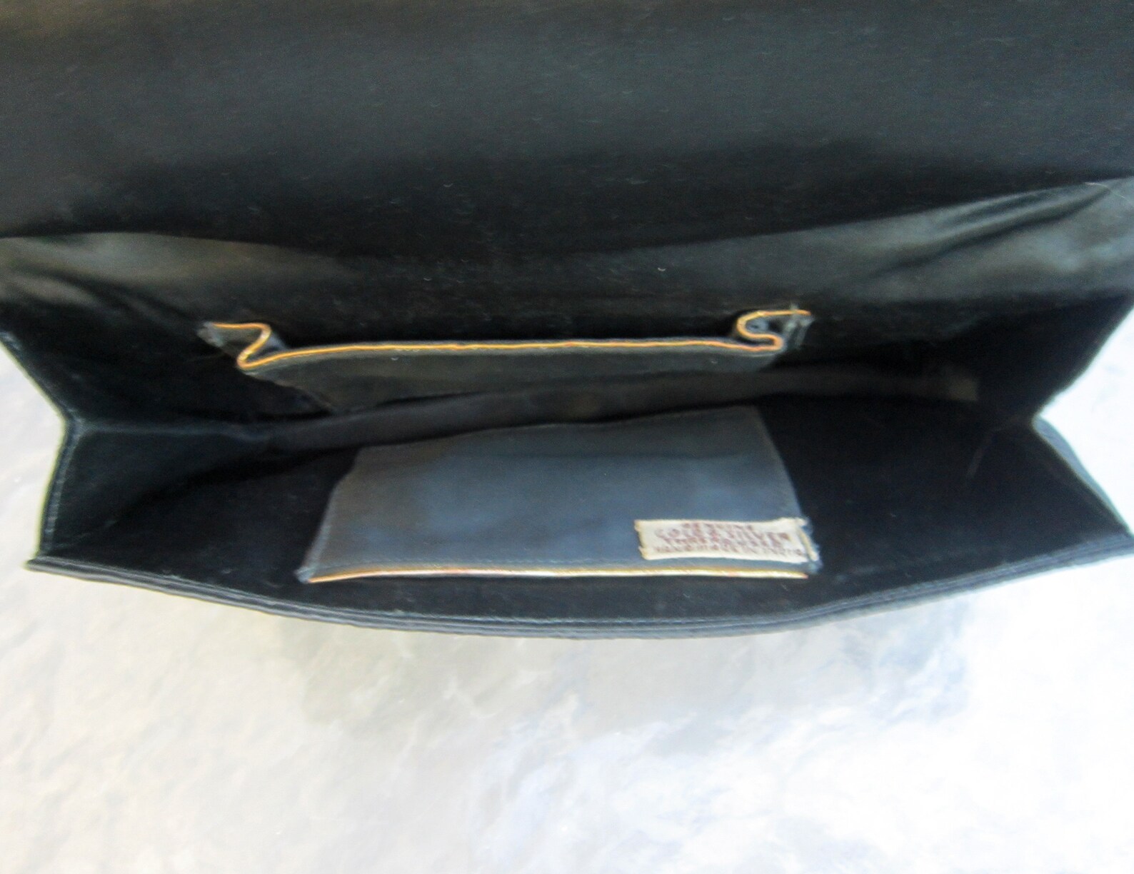 Vintage Black Velvet Envelope Clutch Bag With Gold and Silver Thread