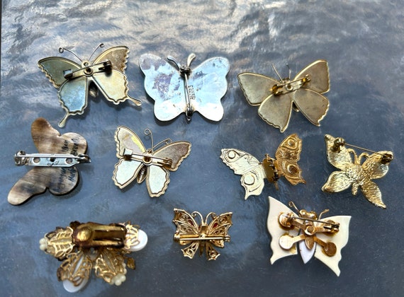 9 unique vintage butterfly brooches lot - image 3
