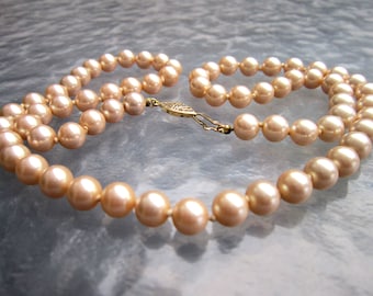 Vintage hand knotted new old stock faux pearl glass bead necklace