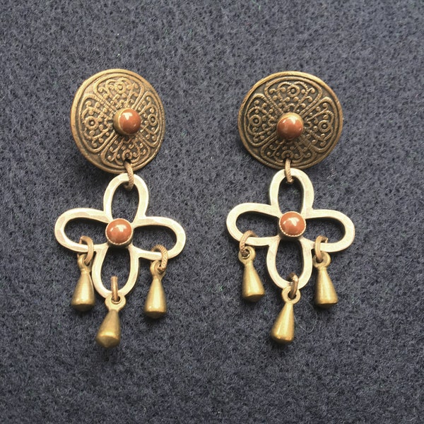 Vintage Marjorie Baer rounded cross dangle post earrings