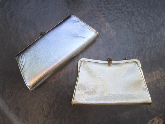 2 vintage sparkly gold and silver frame clutch ev… - image 1