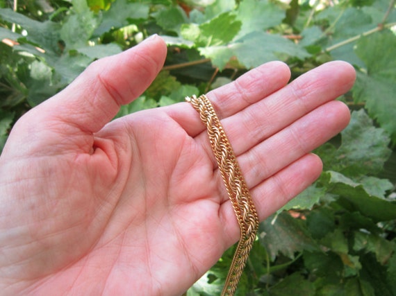 Vintage Long Multi Strand Gold Chain Necklace Sig… - image 5