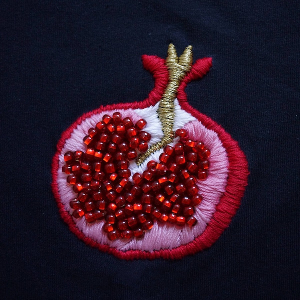 Pomegranate T-shirt (hand-beaded/embroidered)