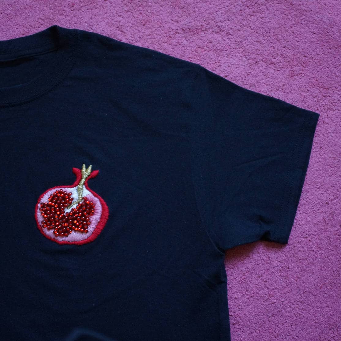 Pomegranate T-shirt hand-beaded/embroidered | Etsy