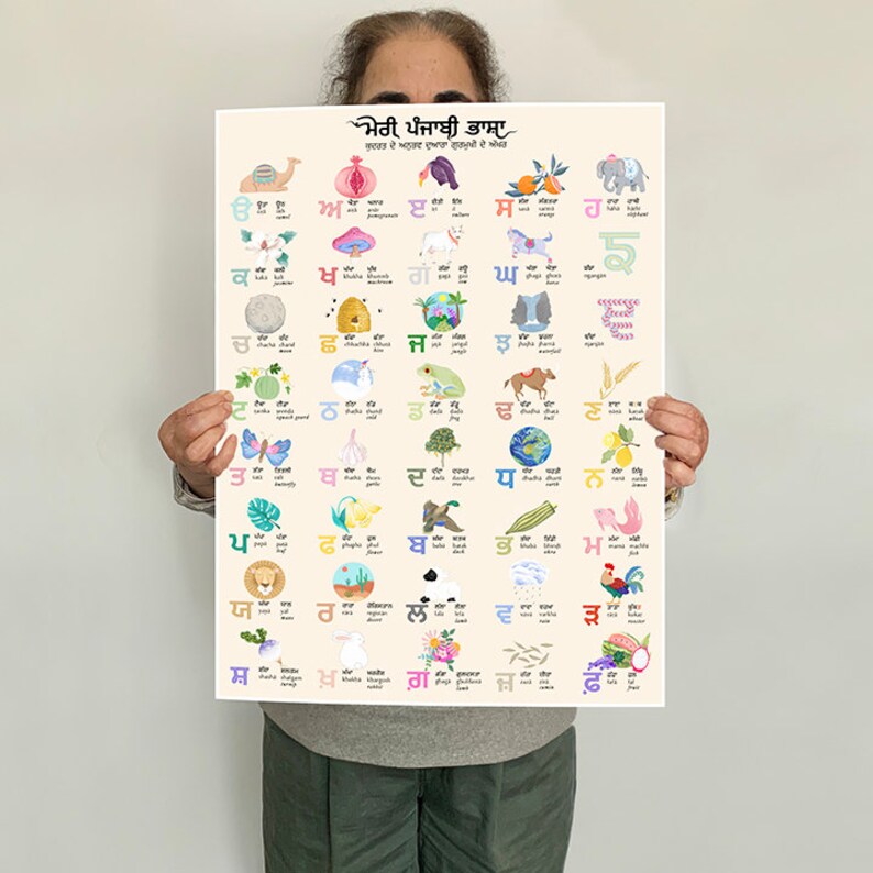 complete punjabi alphabet chart art print etsy