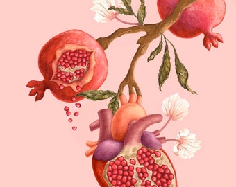 Pomegranate Heart Tree (art print)